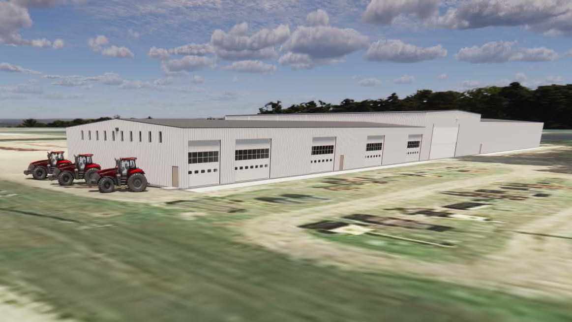 Ag Shop Garage With Heavy Equipment