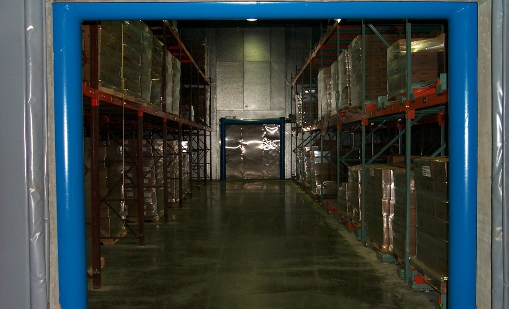 Interior of cold storage facility showing warehouse racking and pallet storage, constructed by Rice Companies