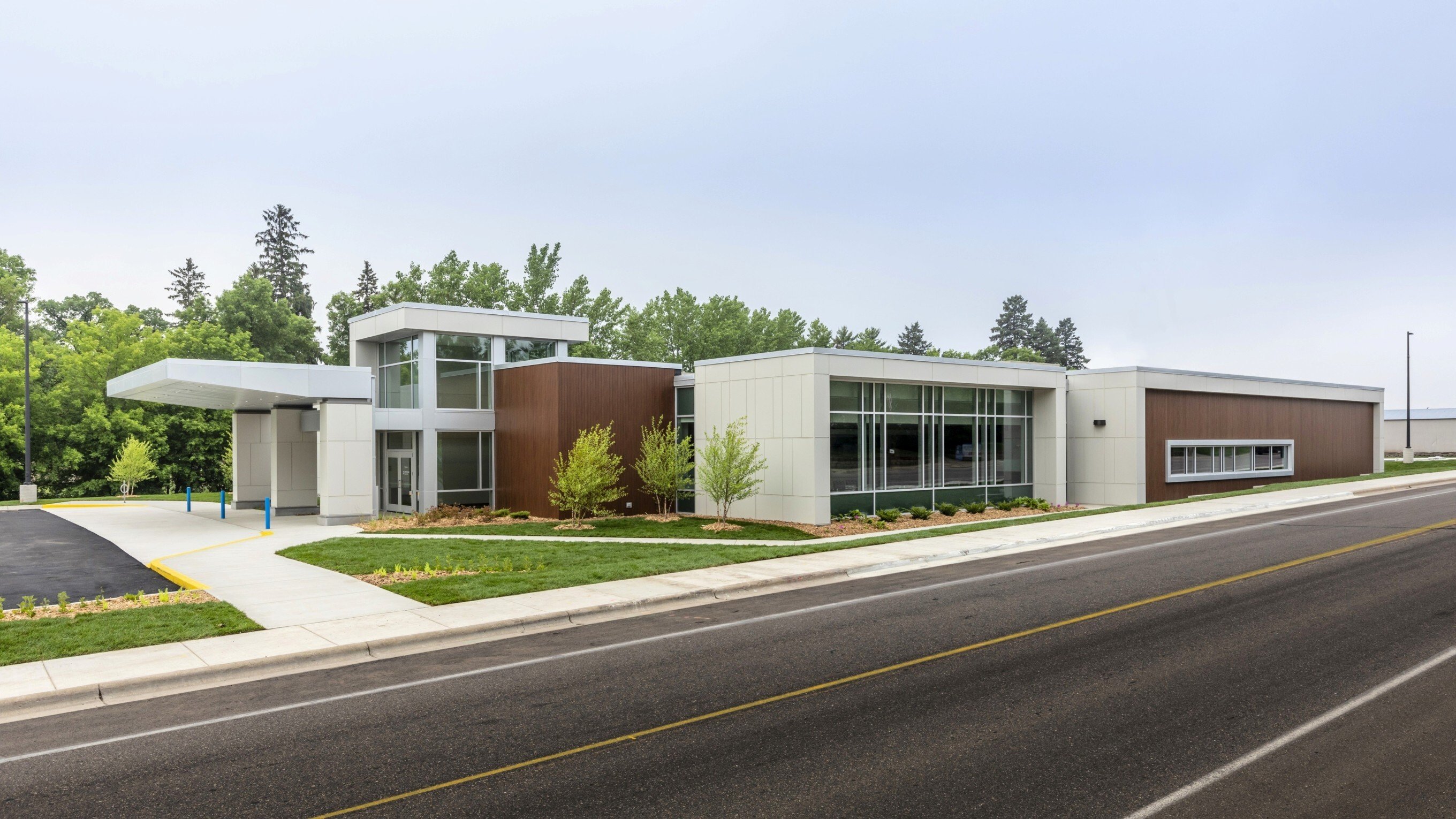 Exterior of medical clinic showing modern facade and main entrance, constructed by Rice Companies